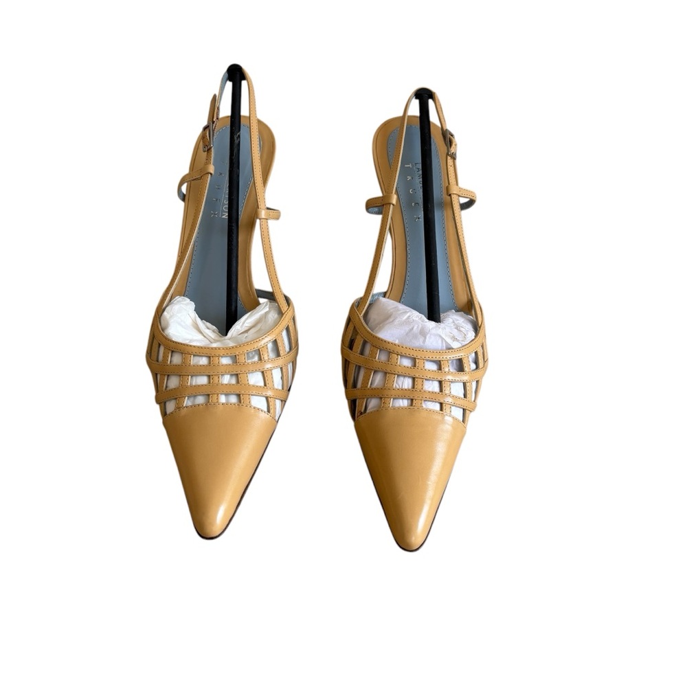 LAMBERTSON TRUEX Natural “Nan” Cage Leather Slingback Heels - Picture 6 of 15